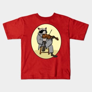 Funny Raccoon Playing Fiddle Violin Kids T-Shirt